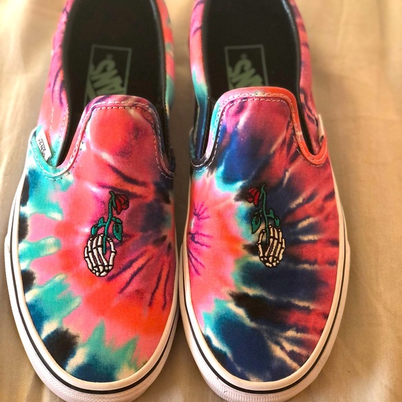 tie dye vans slides